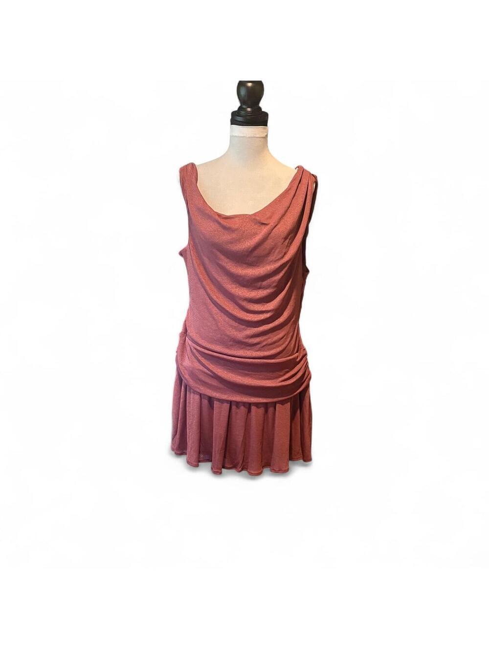 ASOS Mauve Ruched Mini Dress with Flowy Skirt, Size US 14